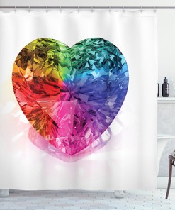 Romantic Love Heart Print Colorful Shower Curtain For A Romantic Bathroom Atmosphere