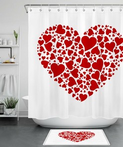 Romantic Love Heart Shower Curtain With Quotes