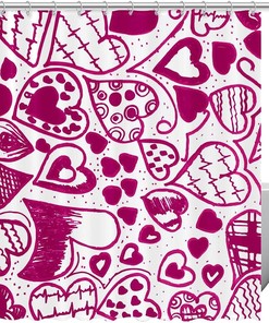 Romantic Love Heart Shower Curtain for Valentine's Day