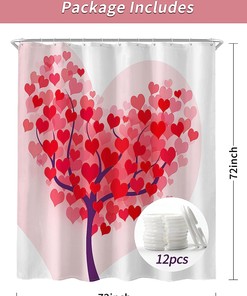 Romantic Love Heart Tree Pink Shower Curtain for Your Bathroom