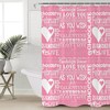 Romantic Love Heart Words Shower Curtain | White Pink Tall Waterproof Fabric for Bathroom/Bathtub Decor
