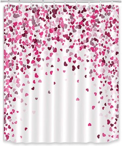 Romantic Love Theme Flying Hearts Shower Curtain for Bathroom Decor