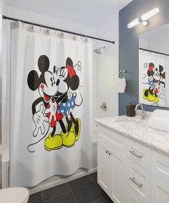 Romantic Mickey Minnie Kiss Shower Curtain For A Disney-Inspired Bathroom