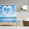 Romantic Ocean Waves Shower Curtain - Scenery Heart Tropical Love in the Sky