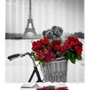 Romantic Paris Eiffel Tower with Bike and Rose Shower Curtain, Perfect for Couples' Bathroom 