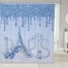 Romantic Paris Shower Curtain with Eiffel Tower and Floral Design for Kids Girls Women Boys Room