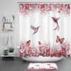 Romantic Pink Butterfly Flower Hummingbird Shower Curtain for a Feminine and Nostalgic Bathroom Decor