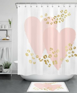 Romantic Pink Love Heart Valentine's Day Shower Curtain, Perfect Addition to Your Bathroom Accessories