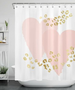 Romantic Pink Love Heart Valentine's Day Shower Curtain, Perfect Addition to Your Bathroom Accessories