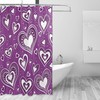 Romantic Purple Hearts Print Waterproof Shower Curtain for Bathroom Decor