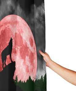 Romantic Red Full Moon Wolf Howling Shower Curtain - Forest Red Full Moon Wolf Howling