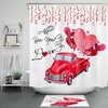 Romantic Red Love Heart Truck Shower Curtain for Valentine's Day Bathroom Decor