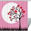 Romantic Red and Pink Heart Tree Shower Curtain for Bathroom