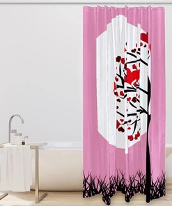 Romantic Red and Pink Heart Tree Shower Curtain for Bathroom
