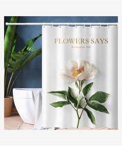 Romantic Rose Bathroom Decor Shower Curtain with Floral and Botanical Print