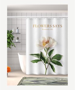 Romantic Rose Bathroom Decor Shower Curtain with Floral and Botanical Print
