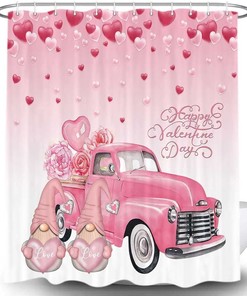 Romantic Rose Truck Fabric Shower Curtain for a Rustic and Vintage Bathroom