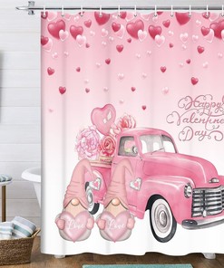 Romantic Rose Truck Fabric Shower Curtain for a Rustic and Vintage Bathroom