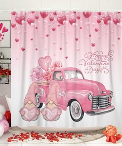 Romantic Rose Truck Fabric Shower Curtain for a Rustic and Vintage Bathroom