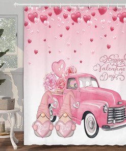 Romantic Rose Truck Fabric Shower Curtain for a Rustic and Vintage Bathroom