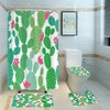 Romantic Rustic Cartoon Cactus Flower Shower Curtain For Home Bathrooms