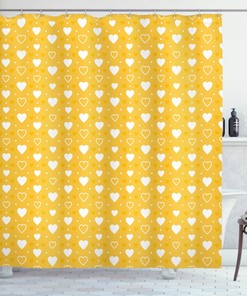Romantic Shower Curtain with Heart Shapes and Dots Print for Your Bathroom Decor