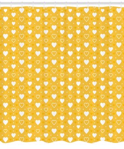 Romantic Shower Curtain with Heart Shapes and Dots Print for Your Bathroom Decor