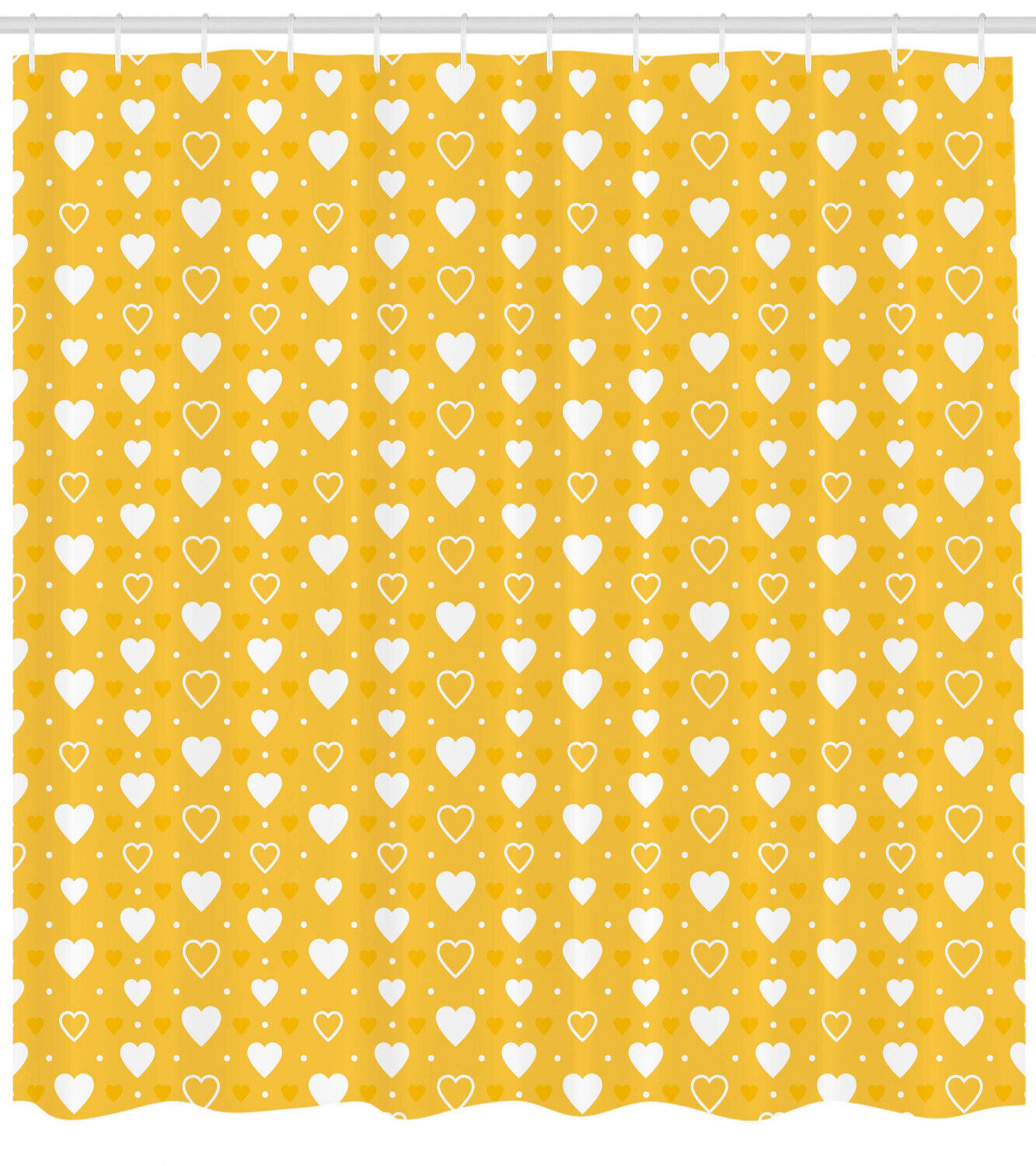Romantic Shower Curtain with Heart Shapes and Dots Print for Your Bathroom Decor