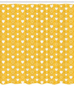 Romantic Shower Curtain with Heart Shapes and Dots Print for Your Bathroom Decor