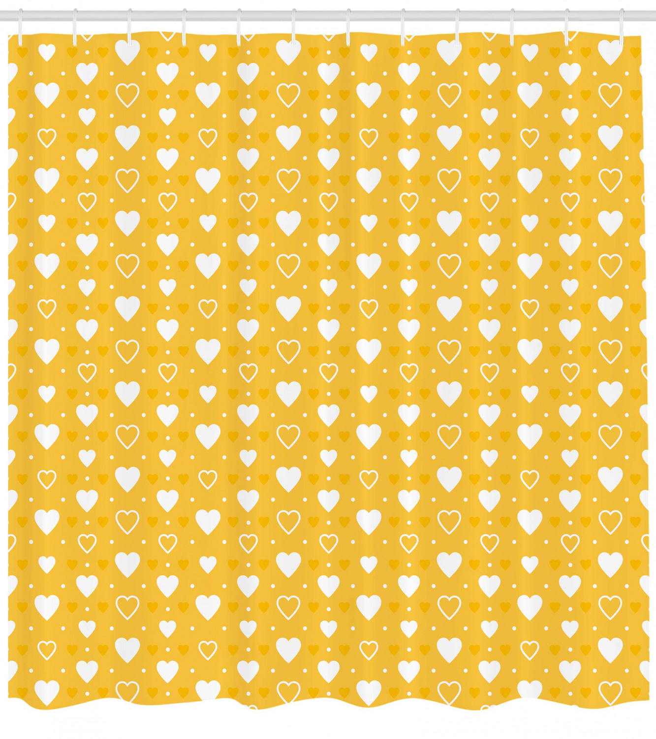 Romantic Shower Curtain with Heart Shapes and Dots Print for Your Bathroom Decor