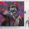 Romantic Skeleton Hearts Print Skull Fabric Shower Curtain - Romantic Skull Bathroom Decor