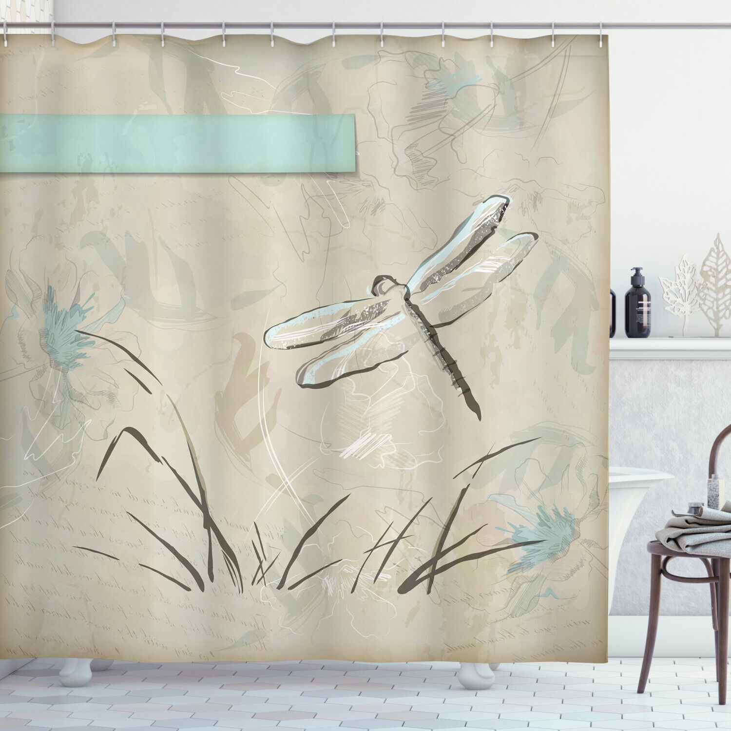 Romantic Sketch Art Dragonfly Shower Curtain For A Chic Bath Decorr