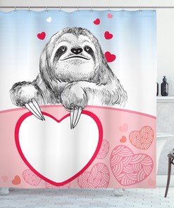Romantic Sloth in Love Shower Curtain, Perfect for Couples Baths 