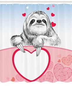 Romantic Sloth in Love Shower Curtain, Perfect for Couples Baths