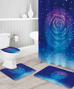 Romantic Starry Rose Shower Curtain - Waterproof Fabric Bathroom Decor