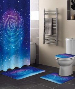 Romantic Starry Rose Shower Curtain - Waterproof Fabric Bathroom Decor