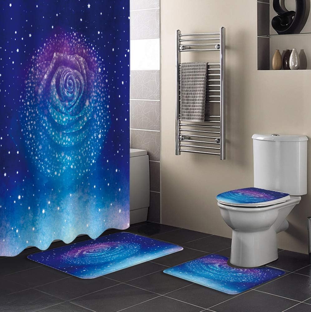 Romantic Starry Rose Shower Curtain - Waterproof Fabric Bathroom Decor