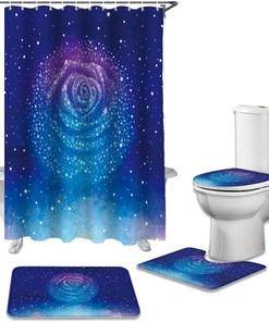 Romantic Starry Rose Shower Curtain - Waterproof Fabric Bathroom Decor