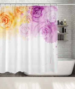 Romantic Summer Garden Roses Watercolor Style Flowers Shower Curtain