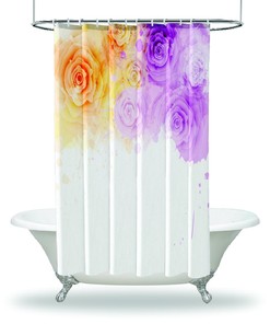 Romantic Summer Garden Roses Watercolor Style Flowers Shower Curtain