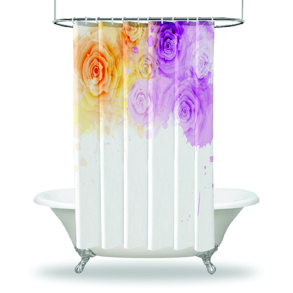 Romantic Summer Garden Roses Watercolor Style Flowers Shower Curtain
