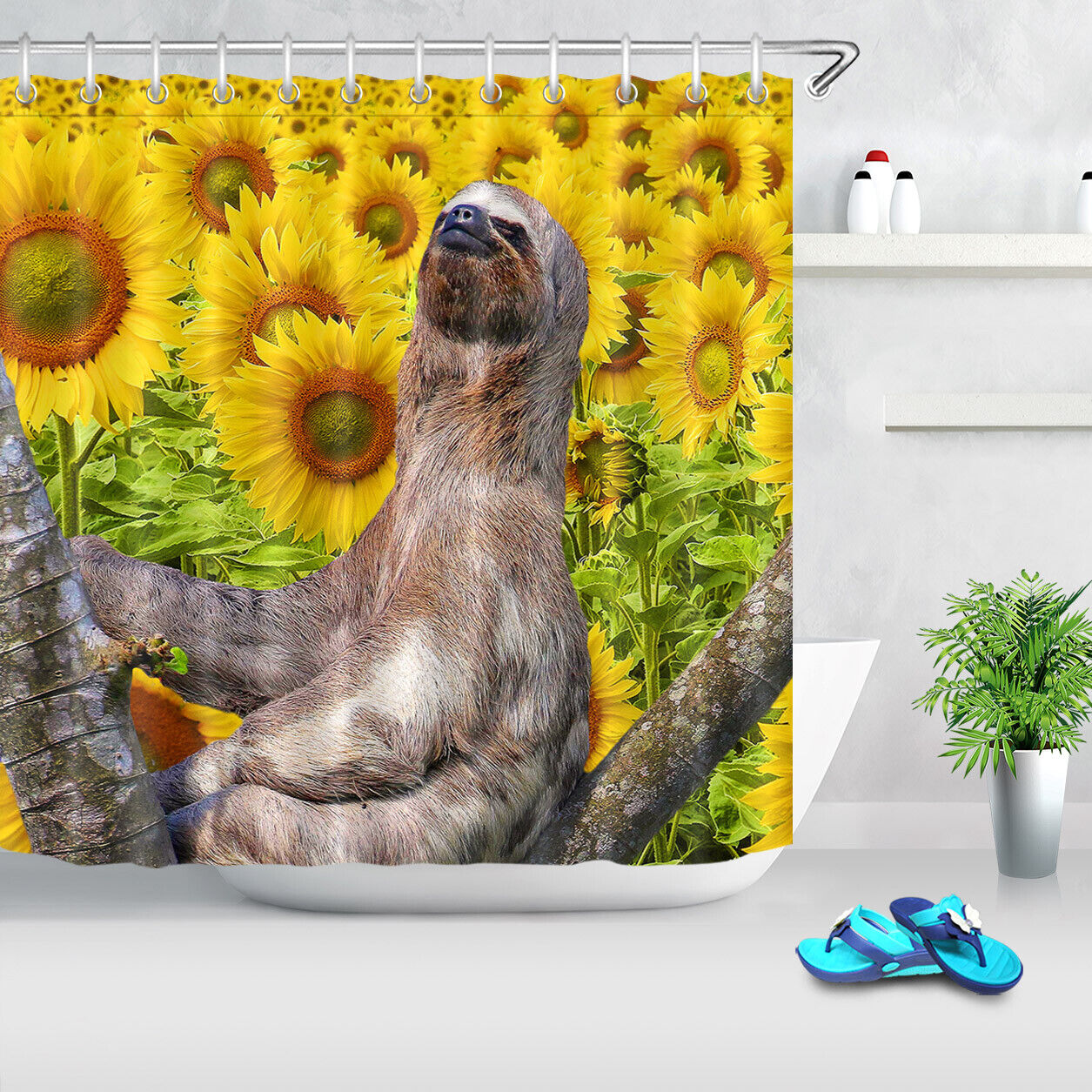 Romantic Sunflower Shower Curtain - Image 2