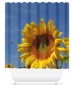 Romantic Sunflower Shower Curtain, Floral Bathroom Decor, Unique Farmhouse Style Accessory 