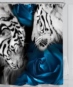 Romantic Tiger Couple Shower Curtain for a Passionate Bathroom