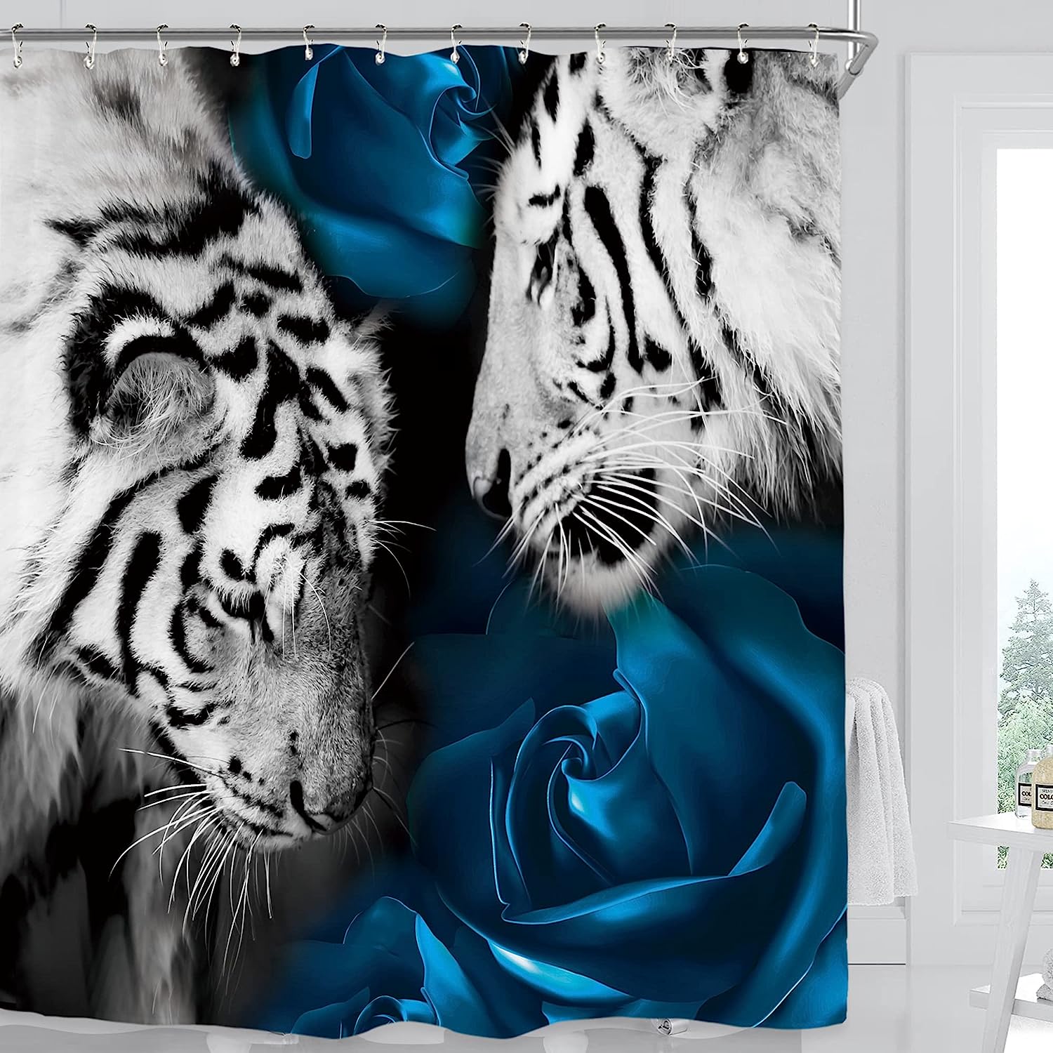 Romantic Tiger Couple Shower Curtain for a Passionate Bathroom