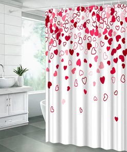 Romantic Valentine's Day Heart Shower Curtain with Fallen Heart Design