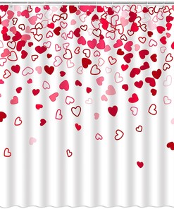 Romantic Valentine's Day Heart Shower Curtain with Fallen Heart Design