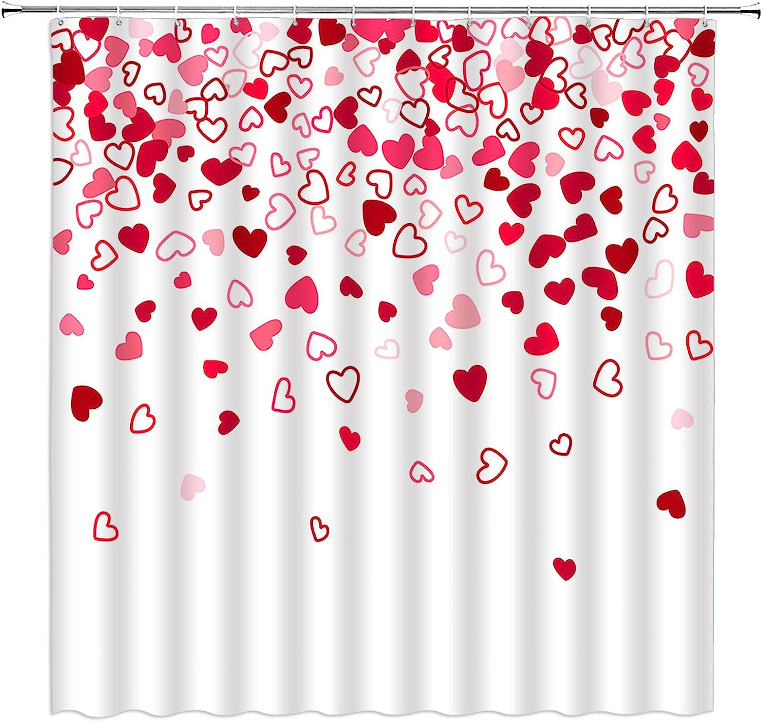 Romantic Valentine's Day Heart Shower Curtain with Fallen Heart Design