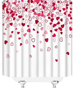 Romantic Valentine's Day Heart Shower Curtain with Fallen Heart Design