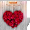 Romantic Valentines Day Red Rose Print Fabric Shower Curtain for Lovers Bathroom Decor